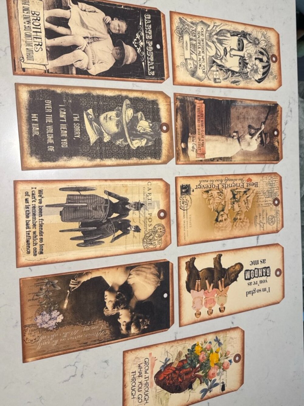 In the Land of Elsewhere Vintage Style Art Gift Tags Lot of 9